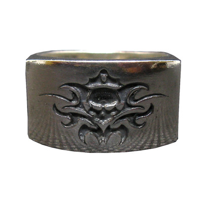 Handmade Mens 925 Silver Ring - 11mm Skull Print Band Ring