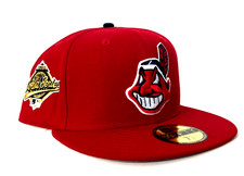 Red Cleveland Indians Chief Wahoo 1995 World Series Gray UV Hat New Era Fitted