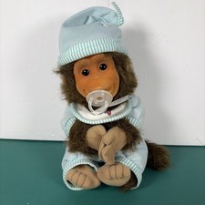 1994 HuSung JOEY Baby Monkey Plush Blue Pjs Pacifier Flocked Face Vintage Chimp