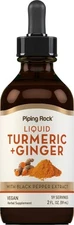 Turmeric and Ginger Liquid Drops | 2 oz | Black Pepper Extract | by Piping Rock