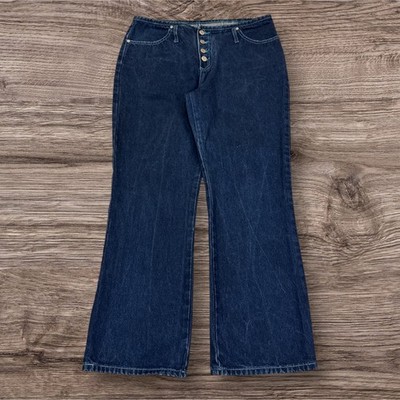 Vintage Y2K No Boundaries Flare Jeans With button fly, Dark Wash Juniors Sz 13