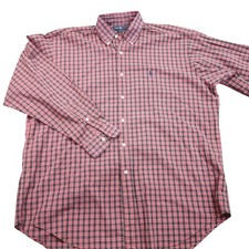 Ralph Lauren Shirt Mens Large Red Plaid Long Sleeve Button Down Classic Fit
