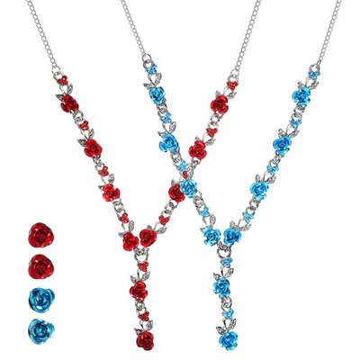 2 Set Blumen Schmuck Rose Partyschmuck Halskette Mit Rosenanhänger