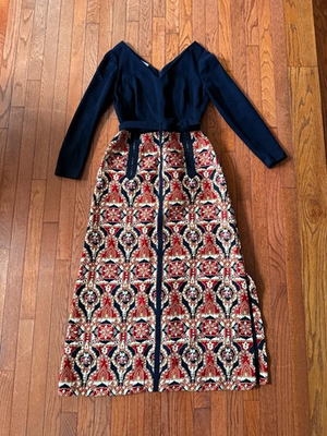 #ad Vtg Rona NY Tapestry Maxi Dress with Pockets Boho Gown 60s 70s Made in USA $80.00