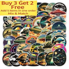 50pcs Waterproof Stickers Astronaut Ufo Alien Spaceship Luggage Phone Laptop Car 50pcs Waterproof Stickers Astronaut Ufo Alien Spaceship Luggage Phone Laptop Car
