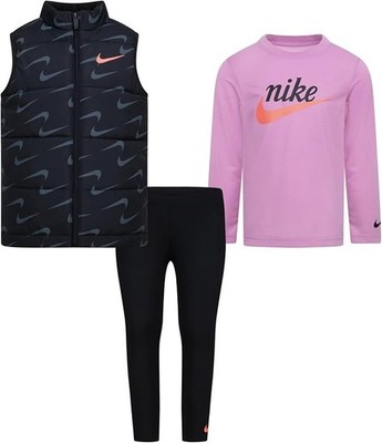 Nike Little Girls New Impressions Vest, Logo T-Shirt & Ribbed Leggings, 3 Piece
