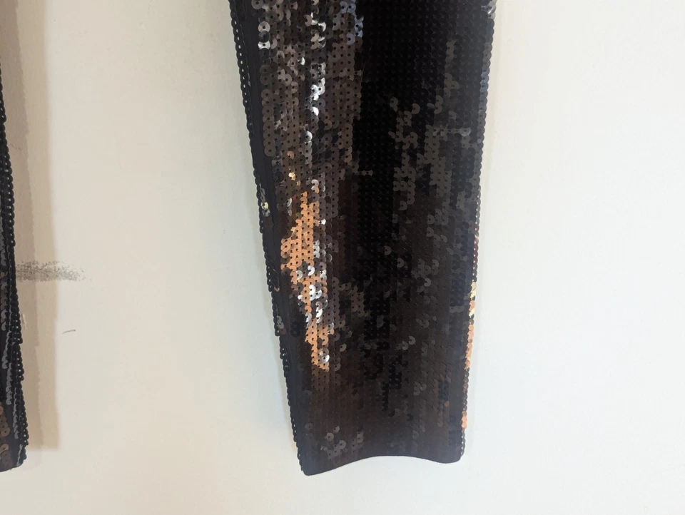 Express Women Holiday Sequin Leggings Size M Black NYE Cocltail Party - Image 3 of 4