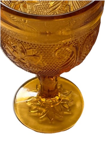Vintage Set Of 5 Amber Tiara Indiana Sandwich Cordial Wine Aperitif Goblets 3oz - Picture 5 of 6