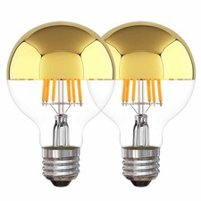 Half Gold Light Bulb Dimmable, 6W Equivalent 60 Watt G80/ G25 Globe Shape D...