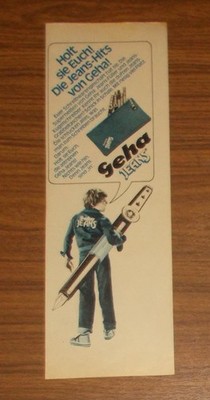 Rare Advertising GEHA Jeans Fountain Pen Writing Jeans - The Jeans Hits 1977