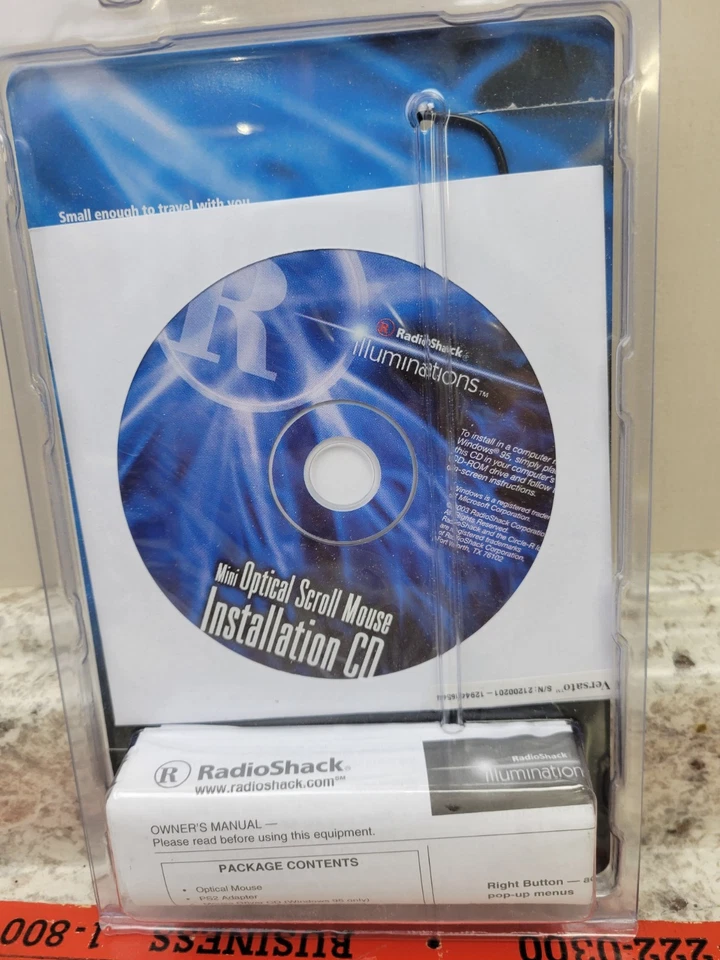 Mini Optical Scroll Mouse 6ft cable illuminations radio shack - Image 2 of 2