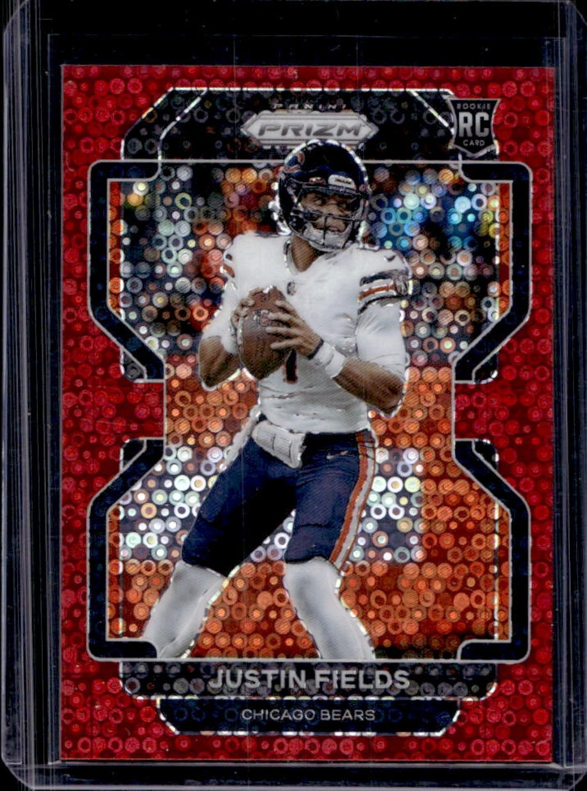 2021 Prizm Justin Fields RC No Huddle Red Rookie #/50 Bears