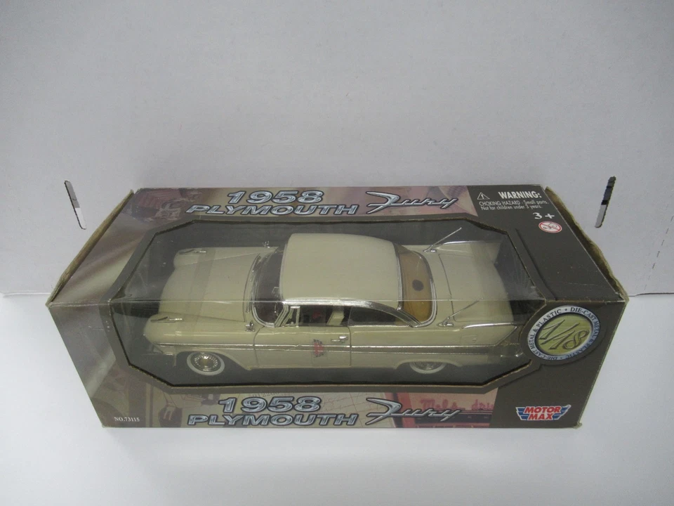 Motor Max Cream 1958 Plymouth Fury 2002 escala 1:18 Foto 2 de 4