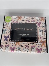 Betsey Johnson BOW Halloween Sheet Set Twin Ghost Bows Ghosts Pink NEW New
