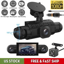 360  Dash Cam Front and Rear Inside,4 Channel Camera FHD 1080P Recorder G-Sensor