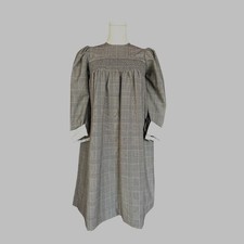 Vintage Handmade Smock Plaid Dress with Cuffed Sleeves