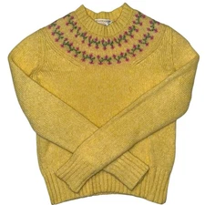 Vintage Braemar Scottish Wool Fair Isle Sweater Yellow Kids 8 