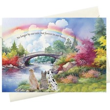 PureRejuva Loss of Dog Sympathy Card - Watercolor Rainbow 7x5 inches,
