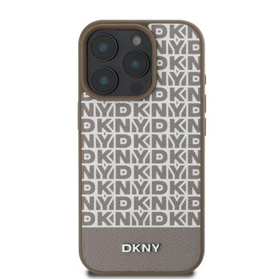 DKNY iPhone 16 Pro Max Hülle Case Cover MagSafe Repeat Pattern Bottom Stripe
