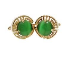 Elegant Green Opal 18K Yellow Gold Over Men'ss Business Wedding Shirt Cufflinks