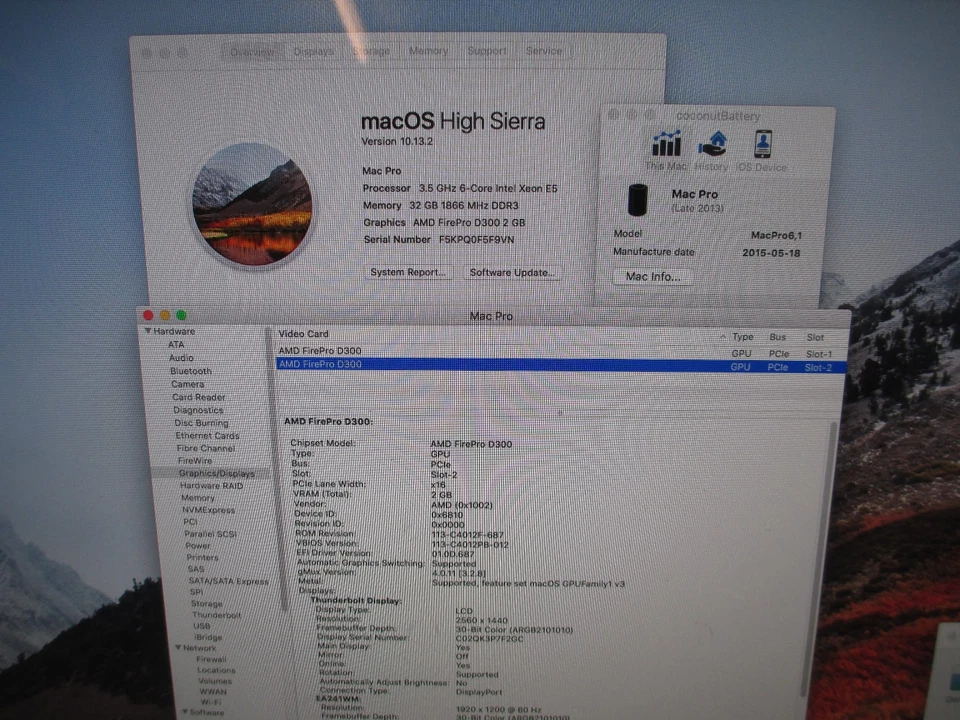  Apple Mac Pro 6.1 A1481 2013 3.5GHz Xeon 6-Core D300 2GB - 32GB RAM 256GB SSD - Image 4 of 4