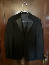 Calvin Klein Mens Slim fit Tuxedo Suit Jacket Blazer 38 S Black Solid Stretch