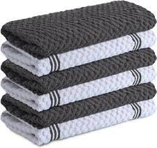 Ultra Soft 100% Cotton Grey Kitchen Towels - 15x25 Inch Dish Cloths