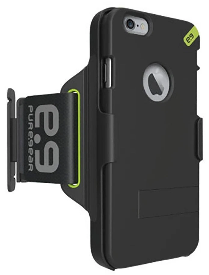 PULSERA DEPORTIVA PUREGEAR HIP NEGRA/LIMA + FUNDA SOPORTE PARA APPLE iPHONE 6 6s Foto 3 de 4