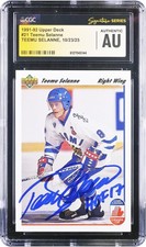 Teemu Selanne Finland Signed 1991-92 Upper Deck #21 CGC Rookie Card w/HOF Insc