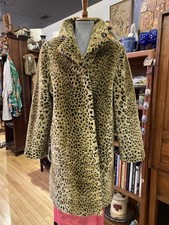 Vintage Worthington Leopard Cheetah Print Faux Fur Coat Rockabilly Size M