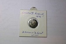 England 1679 2 Pence or 1/2 Groat silver coin.