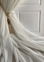 Bespoke Cream Voile Sheer Curtains Pair Extra-long 274cm/108 (9ft) drop
