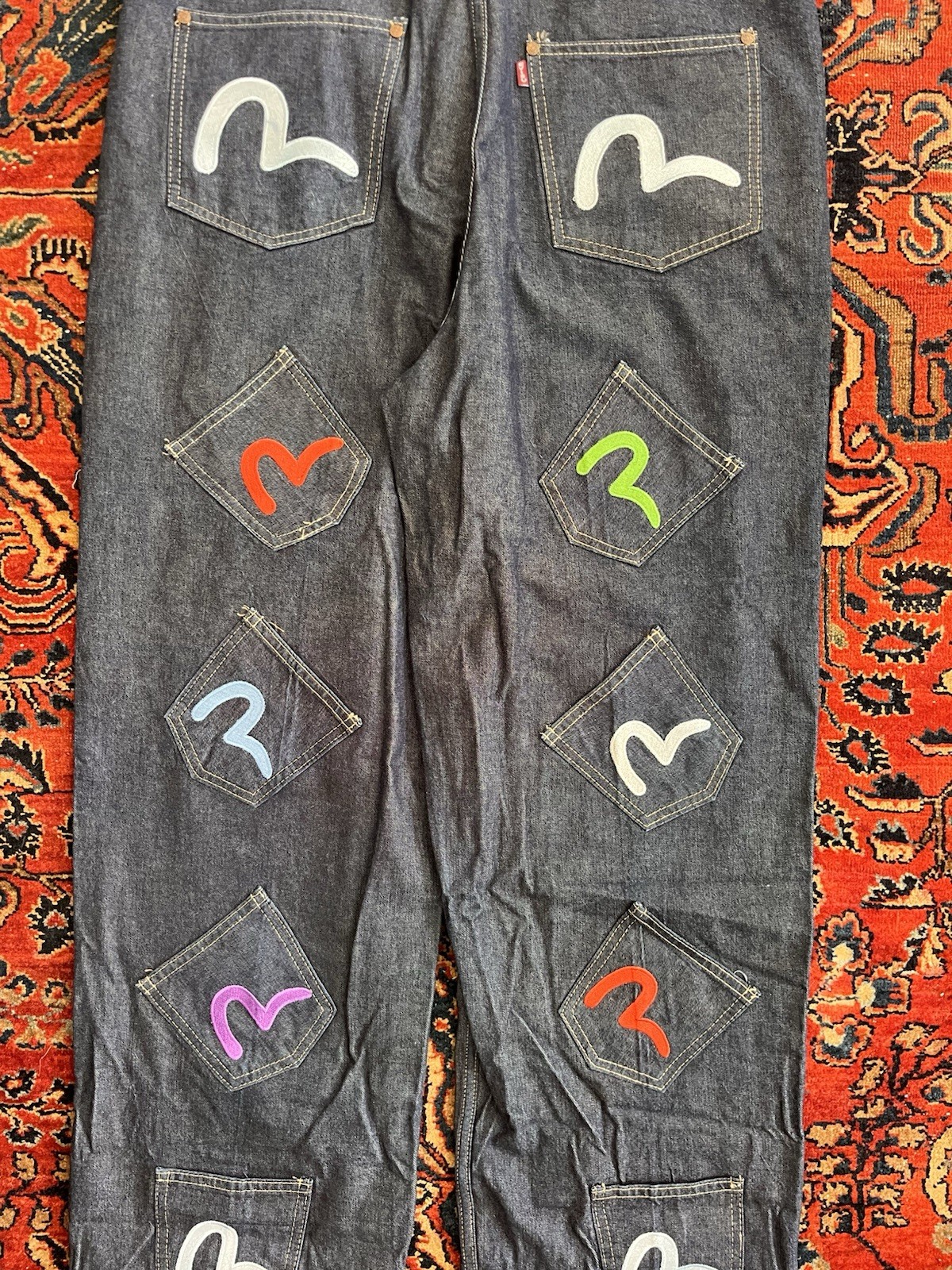 RARE Vintage Evisu Multi Pocket Patchwork Jeans B… - image 4
