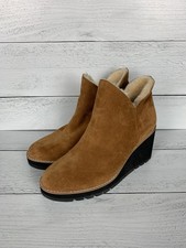 Eileen Fisher Women's 9 Chalet Brown Chestnut Shearling Fur Wedge Booties $275