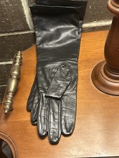 Vintage Women  s Black Long Leather Gloves   West Germany   Medium