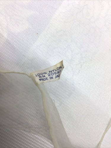 Vintage Sheer Nylon RN 20946 Made In Japan Blue Floral Print 27” Ladies Scarf - Picture 2 of 5