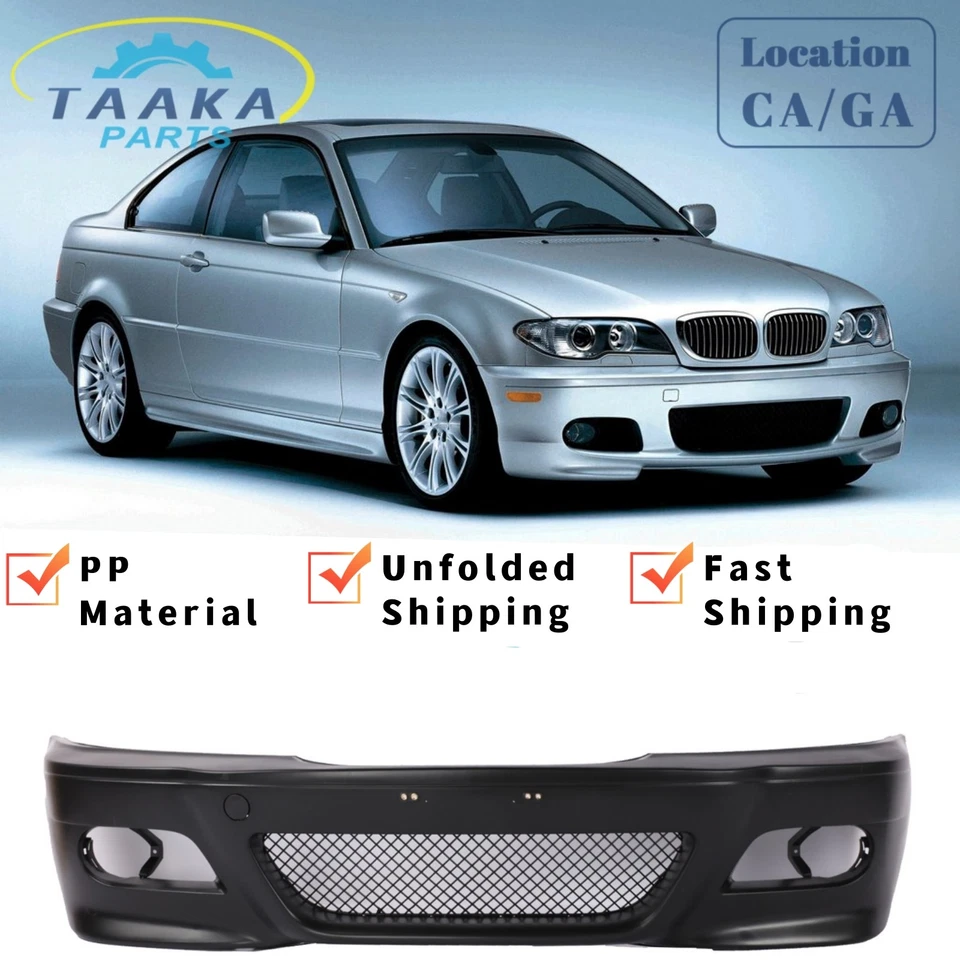 New Front Bumper Cover W/Fog Fit M3 Style For BMW 3Series E46 1999-2006 Unfolded Foto 2 de 4