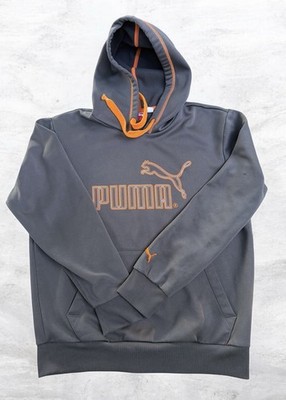 PUMA Dry Cell Hoodie Sweatshirt Pullover Gray & Orange Men's Medium