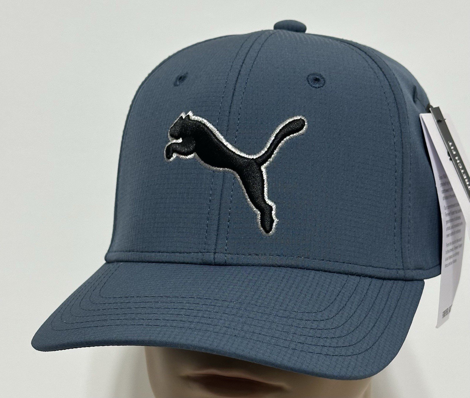 Puma Men's Polyester Baseball Cap Blue/Gray with Black Puma - Stretch Fit   L/XL