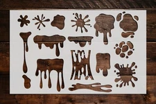 Paint Drips, Splotches, Ooze Assortment Stencil - Art and Wall Stencil