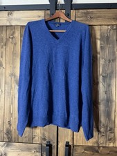 MenBROOKS BROTHERS Extra Fine Merino Wool Sweater Men SzXXL VNeck Blue Washable