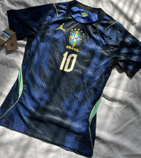 Jordan Brazil Neymar Jr #10 Soccer Jersey Mens Size M Blue/Black/Green/Yellow