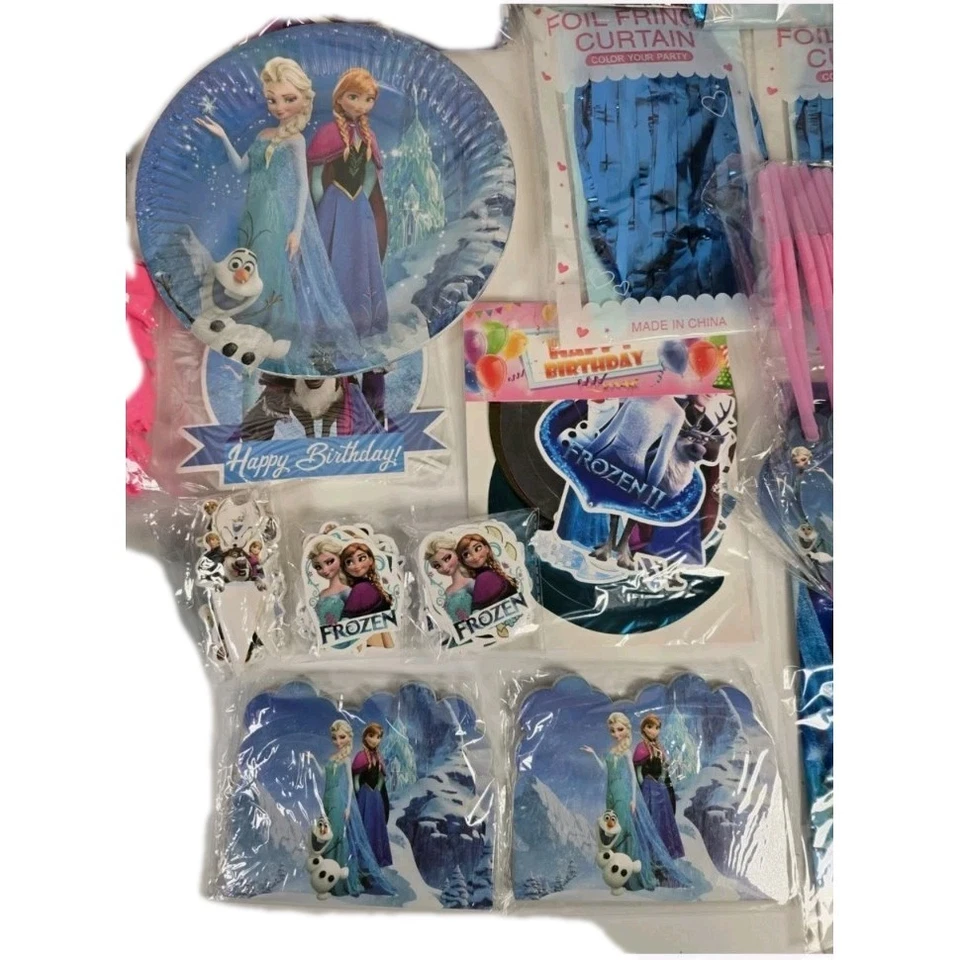 388 peças suprimentos para festa de aniversário congelados serve 16 convidados decoração de festa tema congelado - Imagem 4 de 4