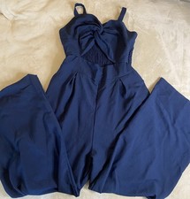 Woman?s Navy Blue Midriff Peek A boo Jumpsuit Size Medium