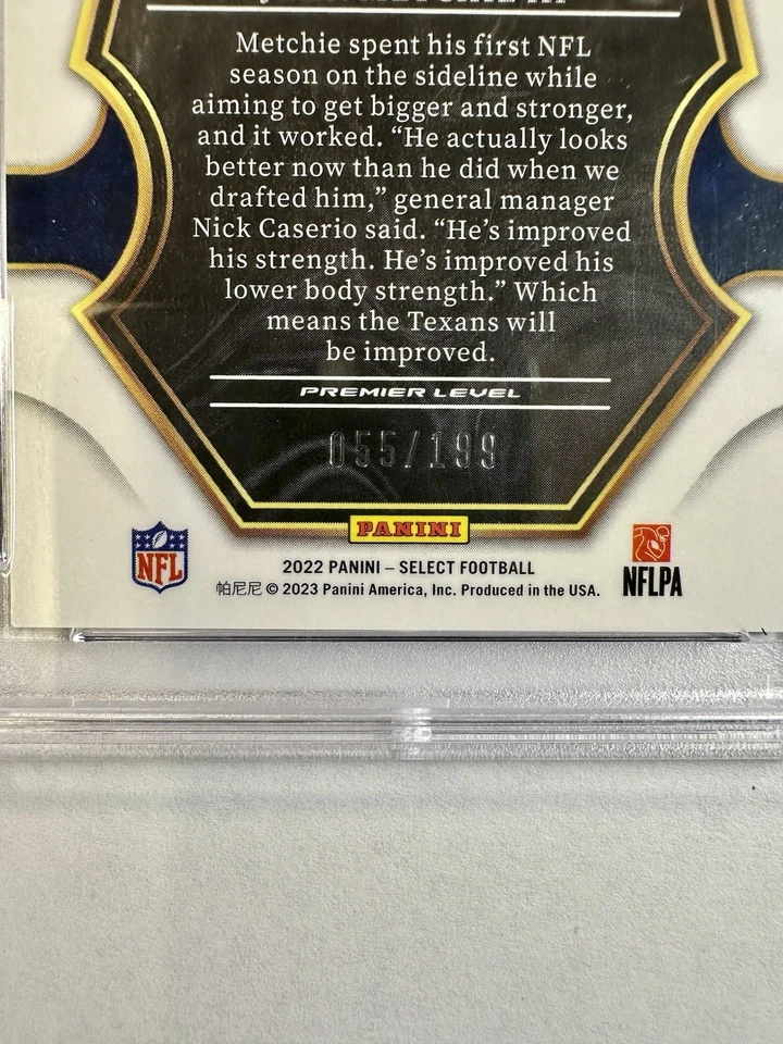 2022 Select #141 John Metchie III Tri-Color Prizm Rookie Texans RC /199 PSA 10 - Image 2 of 4
