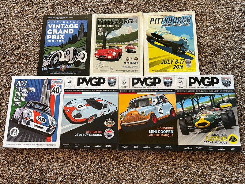 NEW Lot of 7 Pittsburgh Vintage Grand Prix Programs  2009 - 2025