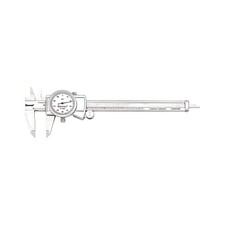 Starrett Dial Caliper with Adjustable Bezel and Fitted Case - White Face, 0-6...