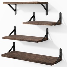 Floating Shelves for Wall, Different Sizes Dark Carbonized Brown Wall Shelves...