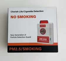 2-in-1 No Smoking Detector PM2.5 Air Quality Monitor Voice Alert Remote, NEW