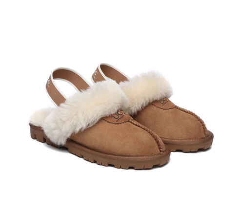 AUSTRALIAN SHEPHERD® UGG Slippers Women Men Sheepskin Wool Strap Slippers Waffle - Picture 4 of 60